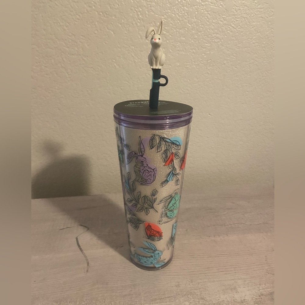 Starbucks bunny tumbler with straw topper and keychain included